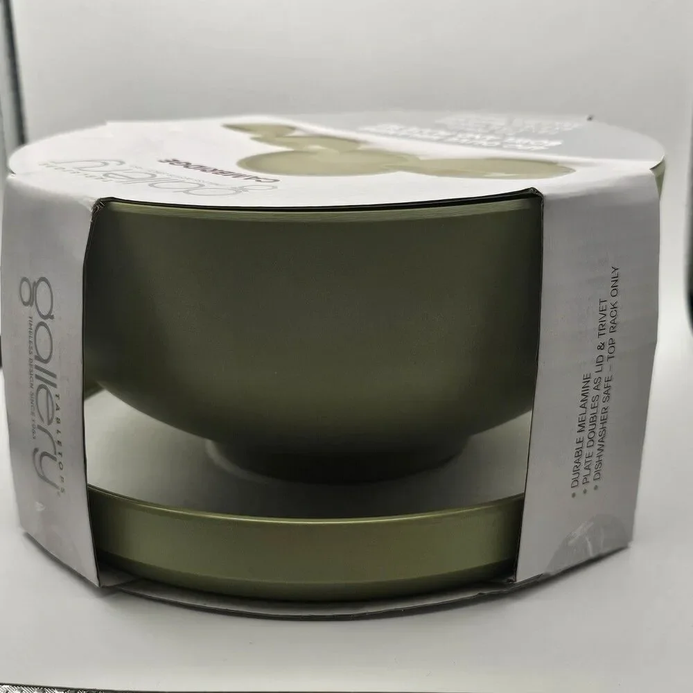 Melamine 4 Piece Set, 3 Bowls, 1 Plate, Olive, Brand New In Original Packaging